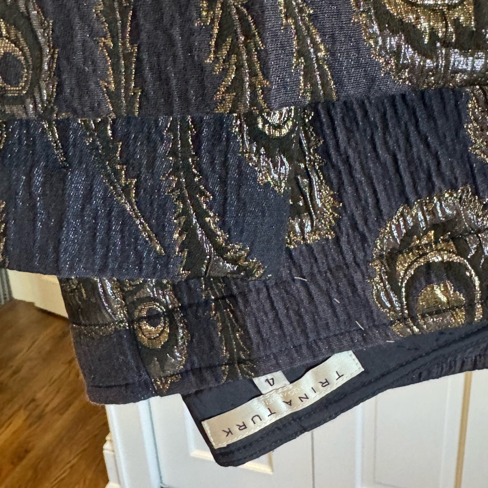 Trina Turk Elegant Black and Gold A-Line Skirt
